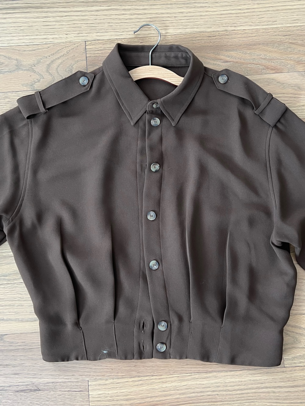 Zara Dark Brown Button-Front Jacket